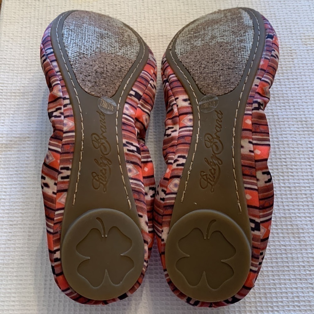 Lucky Brand Coral Orange Multi-Color Patterned Flats - Picture 6 of 7